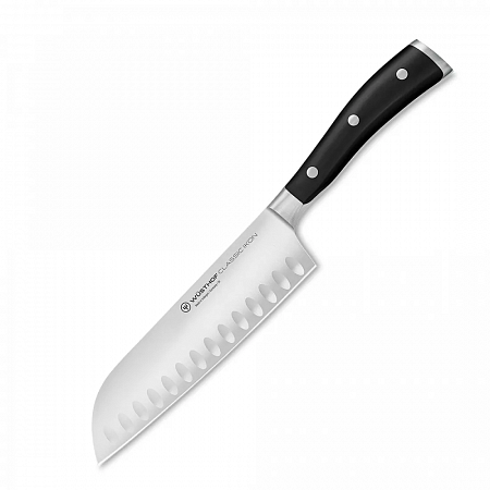 Нож кухонный Сантоку 17 см, с углублениями на кромке, серия Classic Ikon, WUESTHOF, 4176 WUS, Золинген, Германия