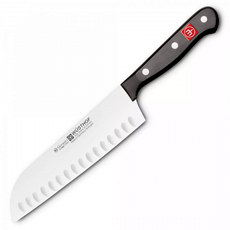 Нож кухонный сантоку с углублениями на кромке 17 см, серия Gourmet, WUESTHOF, 4188, Золинген, Германия