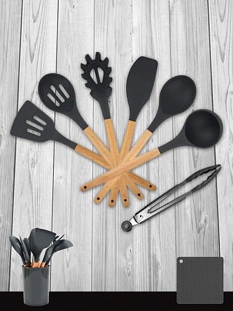 Набор кухонных принадлежностей черный 9 предметов