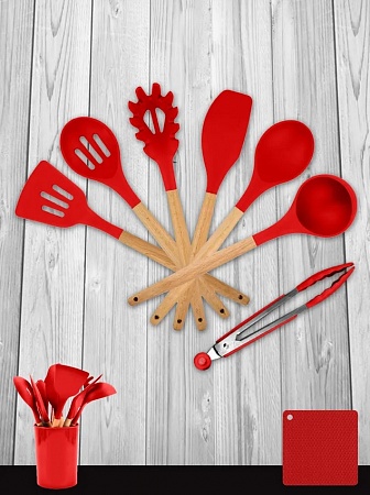 Набор кухонных принадлежностей красный 9 предметов