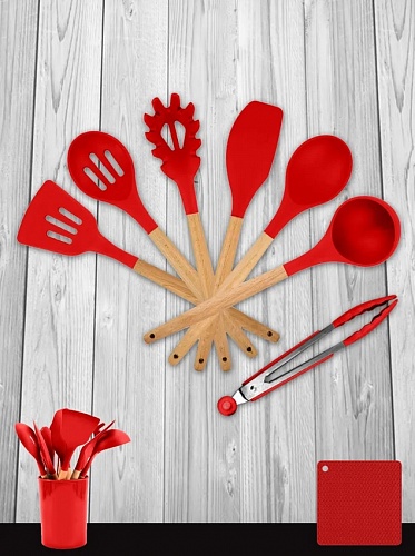 Набор кухонных принадлежностей красный 9 предметов