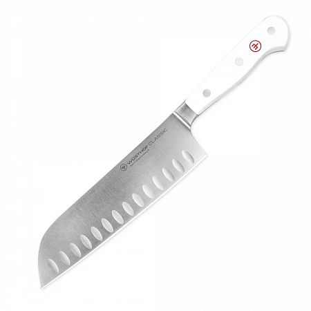Нож кухонный Сантоку 17 см, с углублениями на кромке, серия White Classic, WUESTHOF, 1040231317, Золинген, Германия